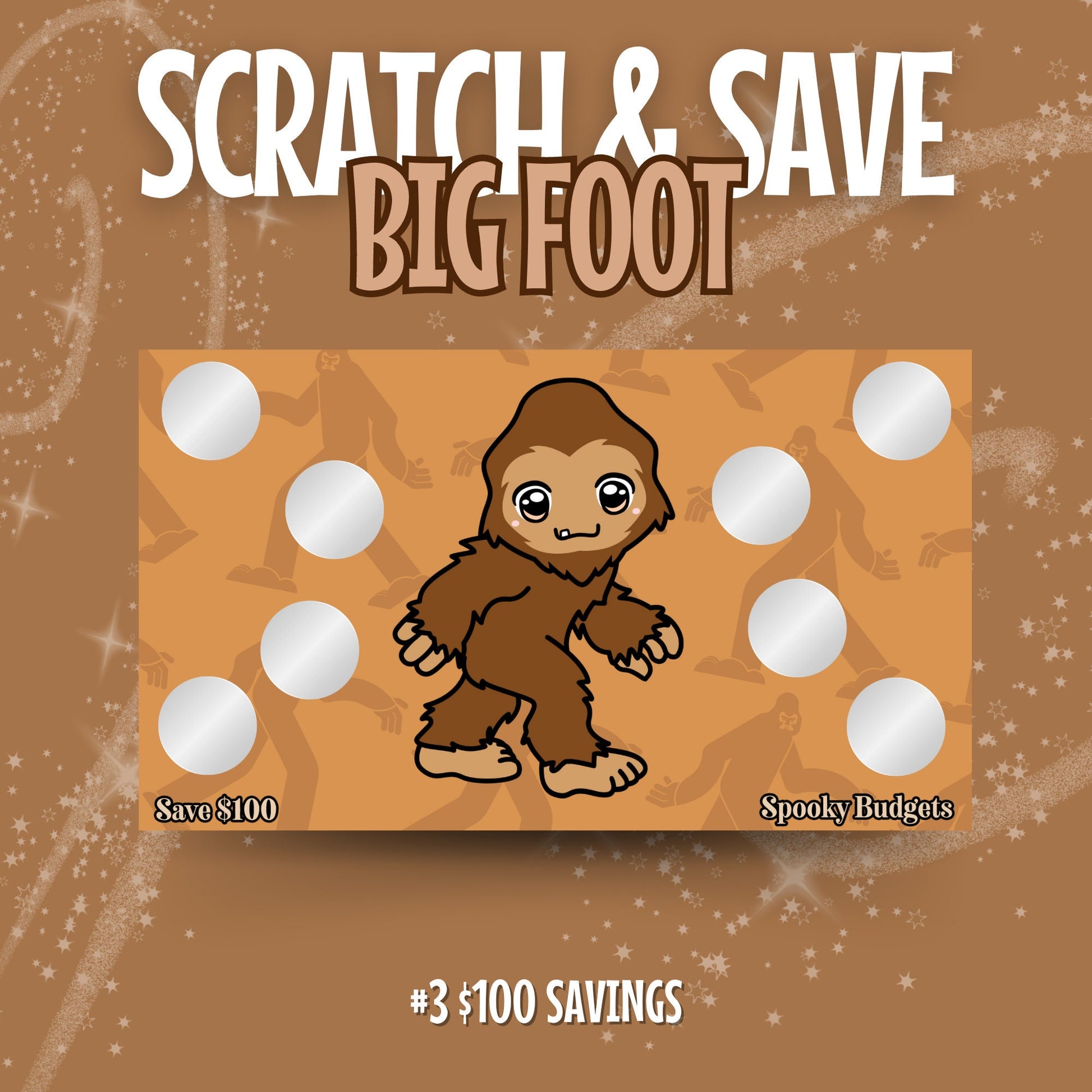 Bigfoot Scratch & Save Cash Savings Challenge A6 A5 Laminated