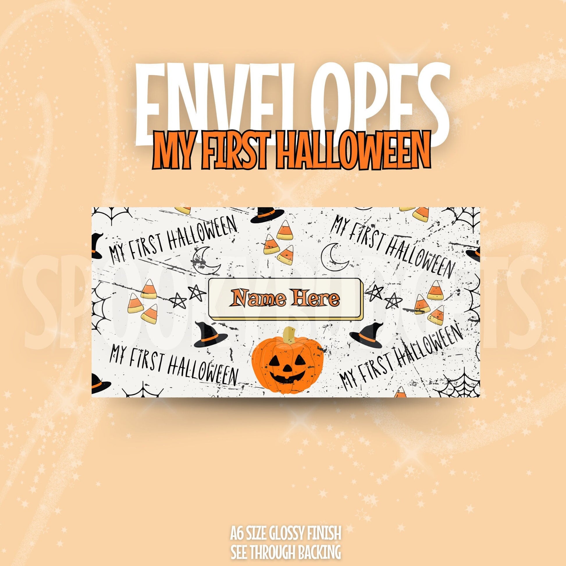 My First Halloween Cash Envelope A6 Laminated Custom Name