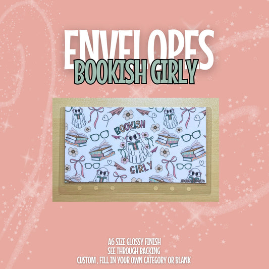 Bookish Girly Cash Envelope A6 Laminated Custom Categories