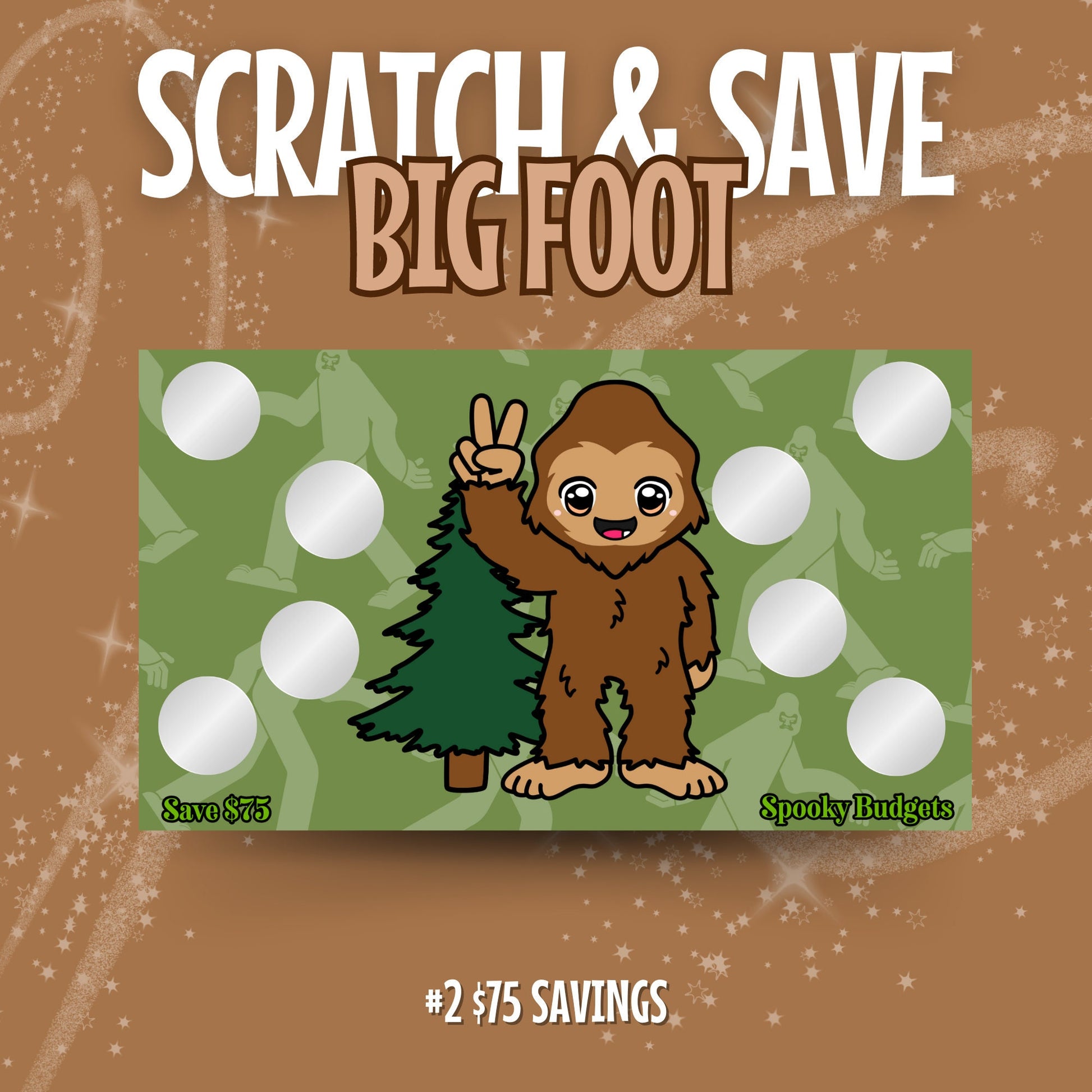 Bigfoot Scratch & Save Cash Savings Challenge A6 A5 Laminated