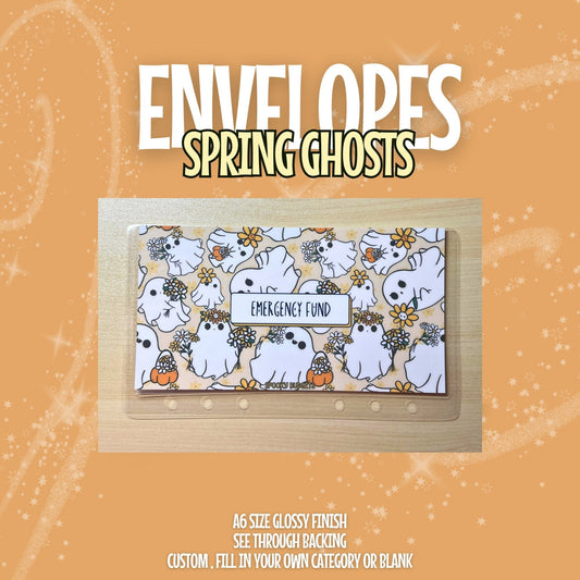 Spring Ghosts Cash Envelope A6 Laminated Custom Categories