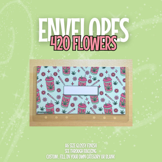 420 Flowers Cash Envelope A6 Laminated Custom Categories