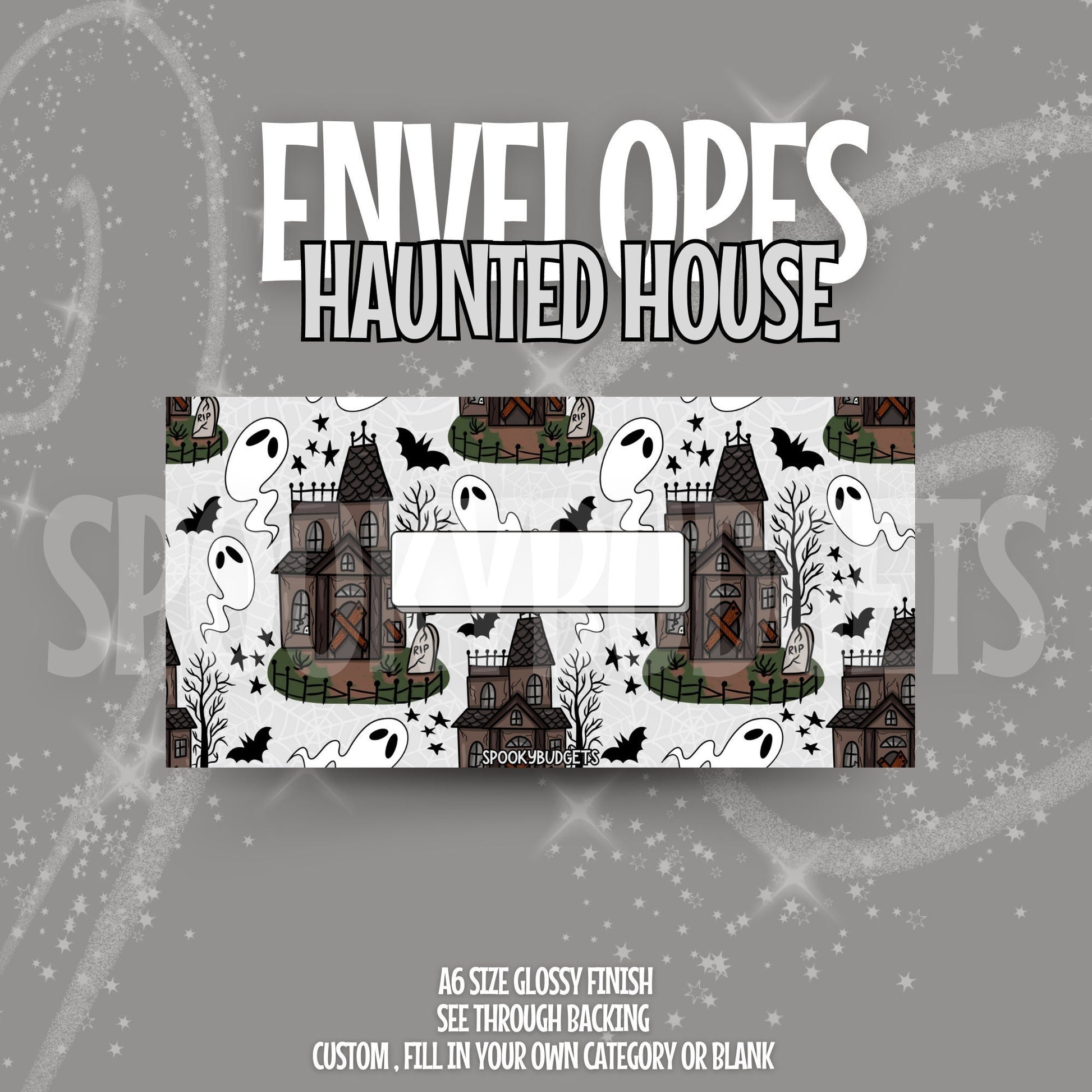 Haunted House Cash Envelope A6 Laminated Custom Categories