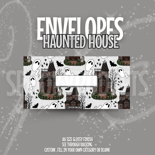 Haunted House Cash Envelope A6 Laminated Custom Categories