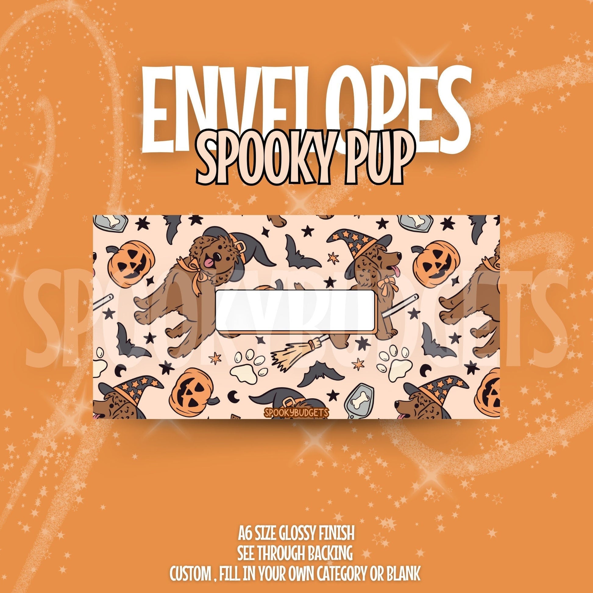 Spooky Pup Cash Envelope A6 Laminated Custom Categories