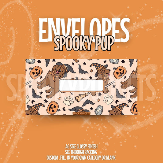 Spooky Pup Cash Envelope A6 Laminated Custom Categories