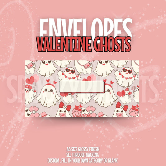 Valentine Ghosts Cash Envelope A6 Laminated Custom Categories