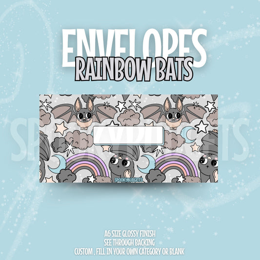 Rainbow Bats Cash Envelope A6 Laminated Custom Categories