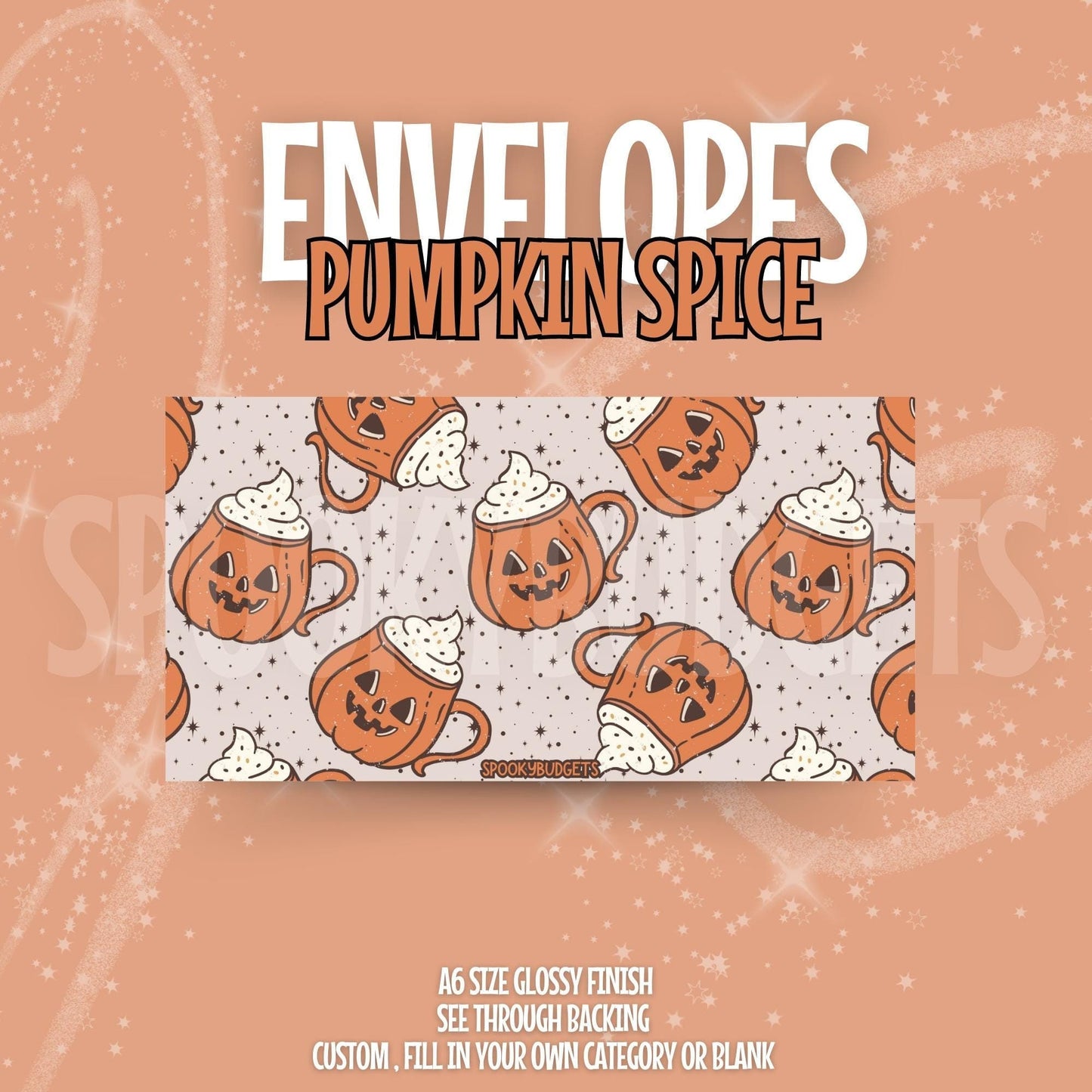 Pumpkin Spice Cash Envelope A6 Laminated Custom Categories