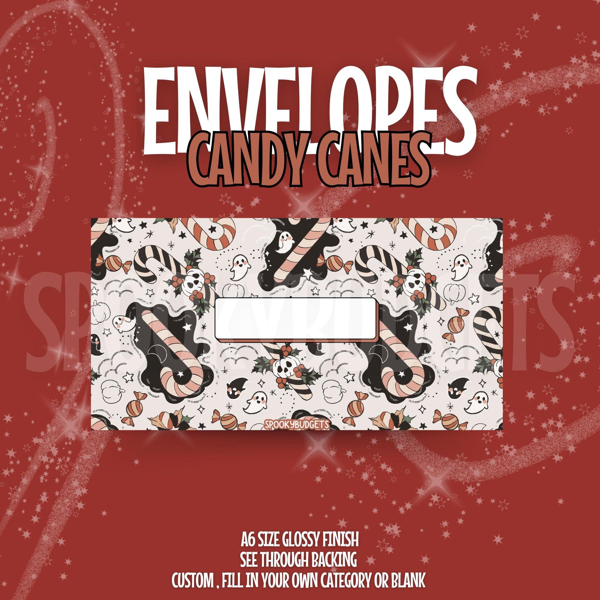 Candy Canes Cash Envelope A6 Laminated Custom Categories