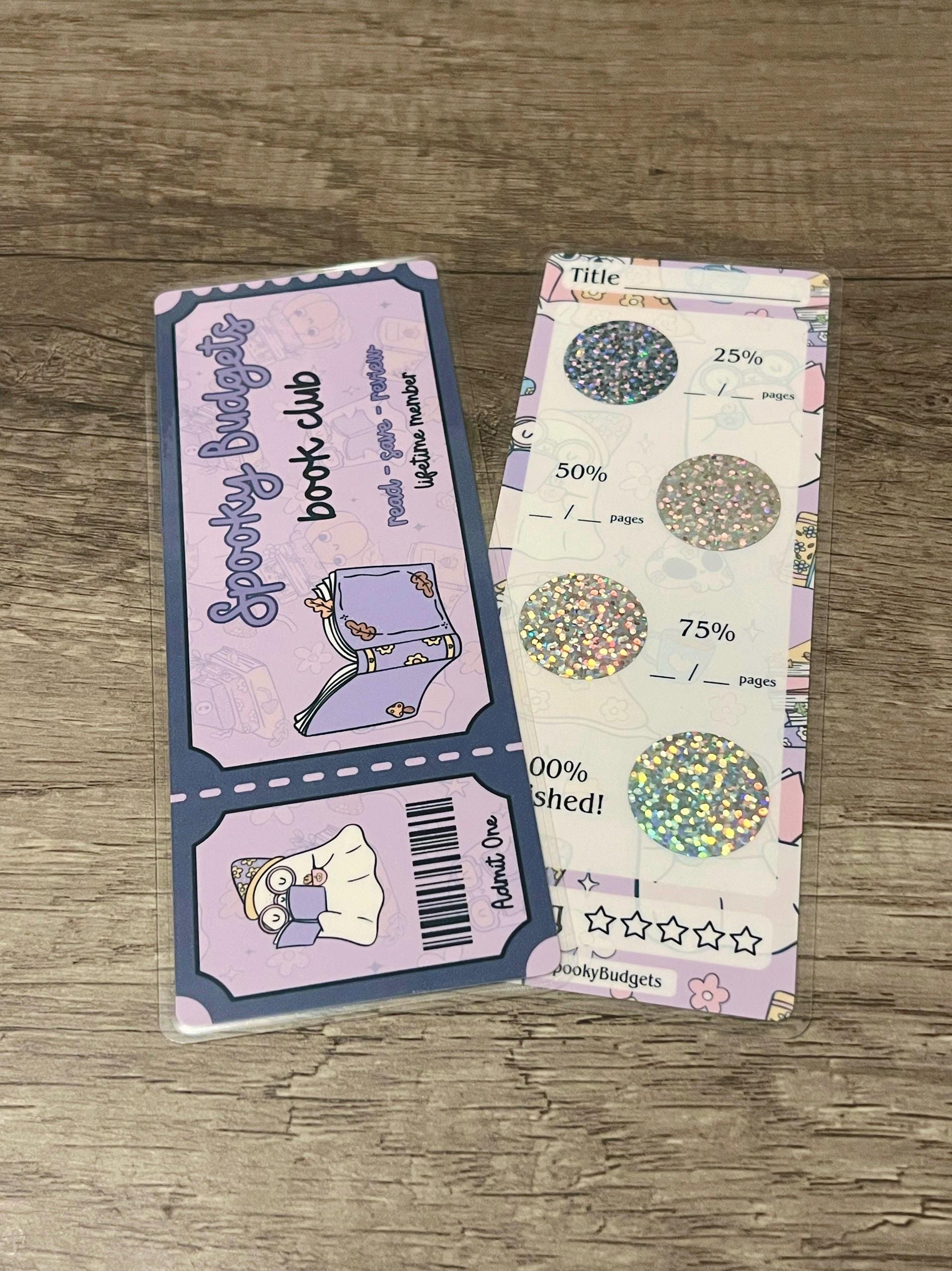 Spooky Budgets Book Club Bookmark Laminated Read & Save Scratch off Challenge Two-sided