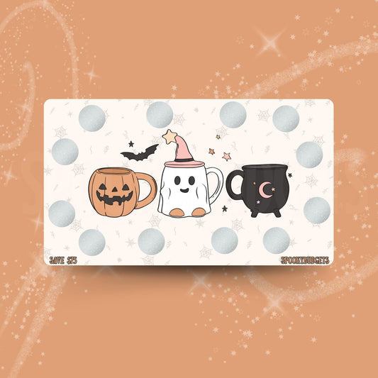 Spooky Mugs Scratch & Save Challenge A6 Laminated 75 Total Savings w/ Envelope Add on