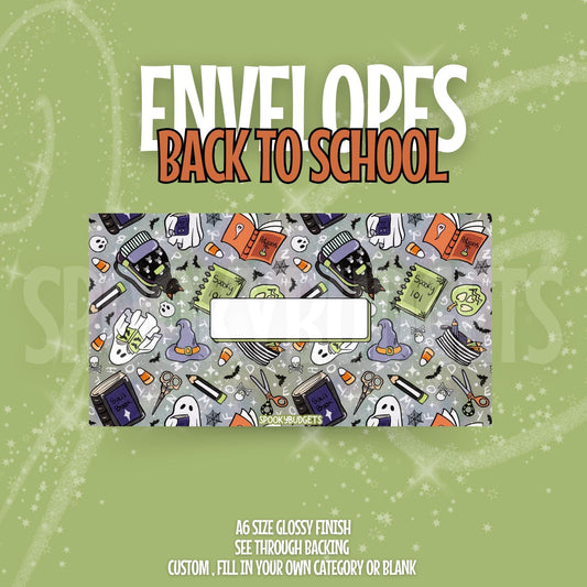 Back to School Cash Envelope A6 Laminated Custom Categories
