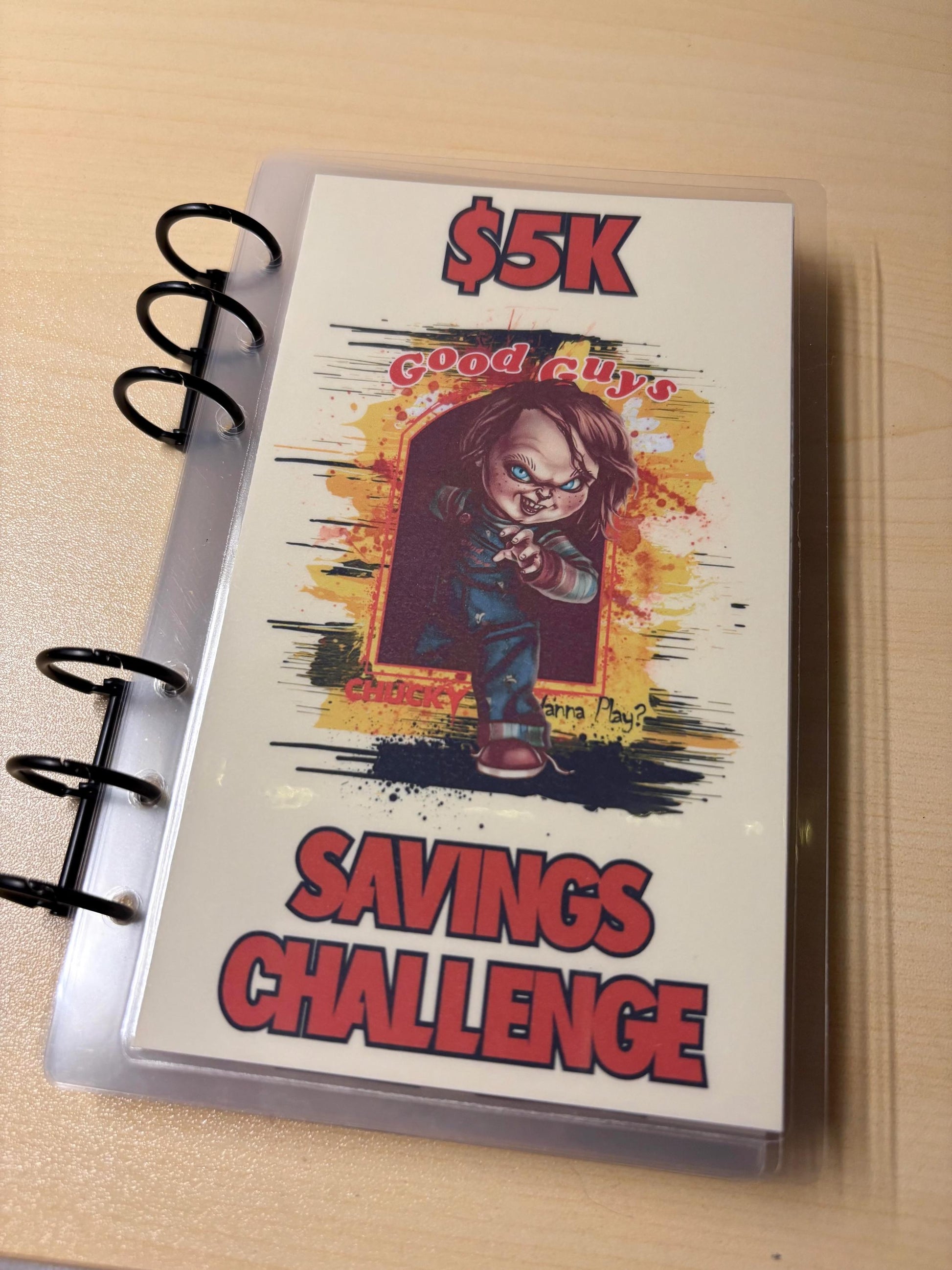 Evil Doll Savings Challenge Cash Stuffing A6 Binder 1k, 2.5k, 5k Total Savings