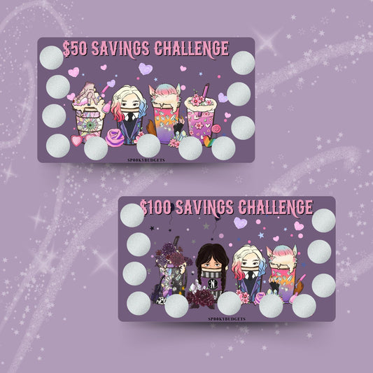 Pastel Goth Girl Coffee Scratch & Save Cash Savings Challenge A6 A5 Laminated