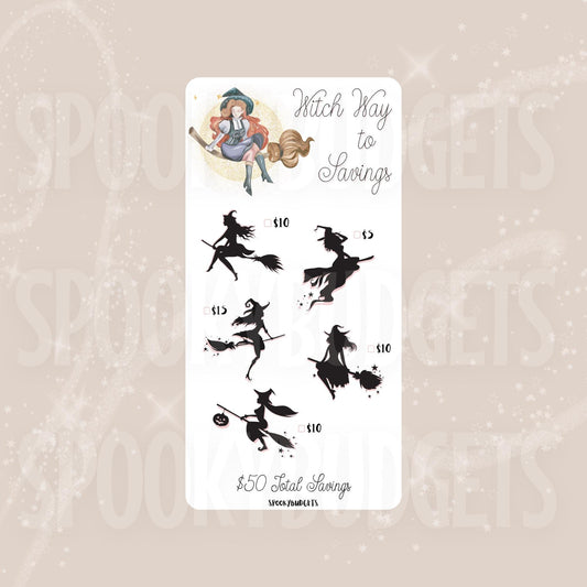 Witch Way to Savings Challenge Collection Laminated A6 50 Total Savings