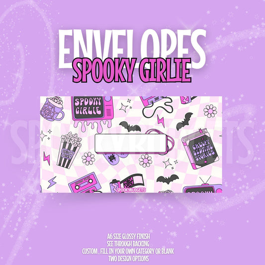 Spooky Girlie Cash Envelope A6 Laminated Custom Categories