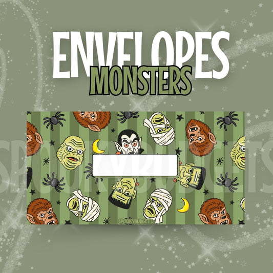 Monsters Cash Envelope A6 Laminated Custom Categories