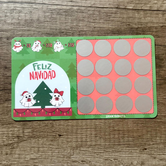 Feliz Navidad Christmas Ghosts Scratch & Save Cash Savings Challenge A5 A6
