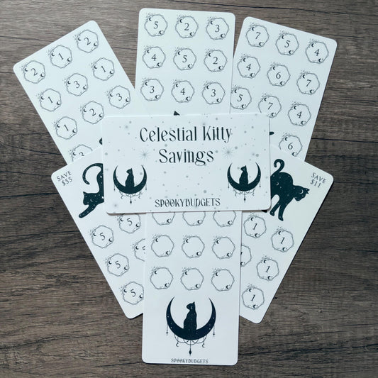 Celestial Kitty Savings Challenge Set of 7 w/ Dashboard A6