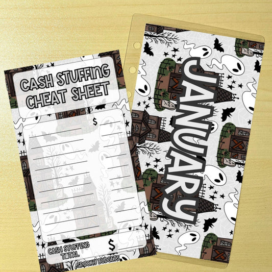 January Cash Stuffing Set Dashboard Envelope A6 Laminated w/ Cheat Sheets