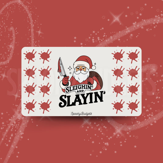 Sleighin' and Slayin' Santa Roll & Save Dice Challenge Laminated A6 A5
