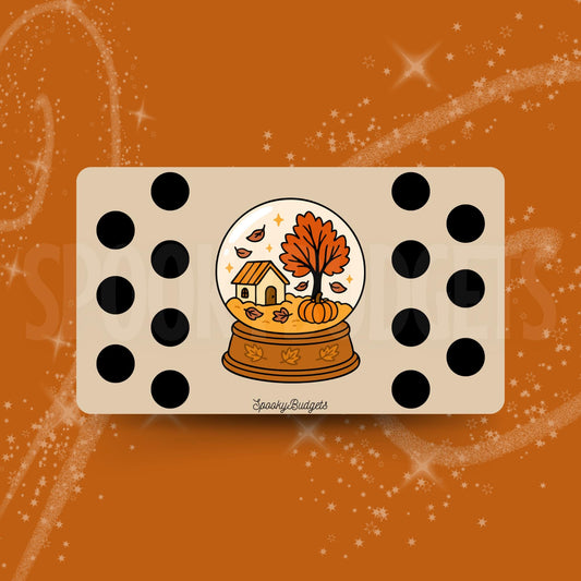 Autumn Snow Globe Scratch & Save Challenge Laminated A6 A5 100 Total Savings