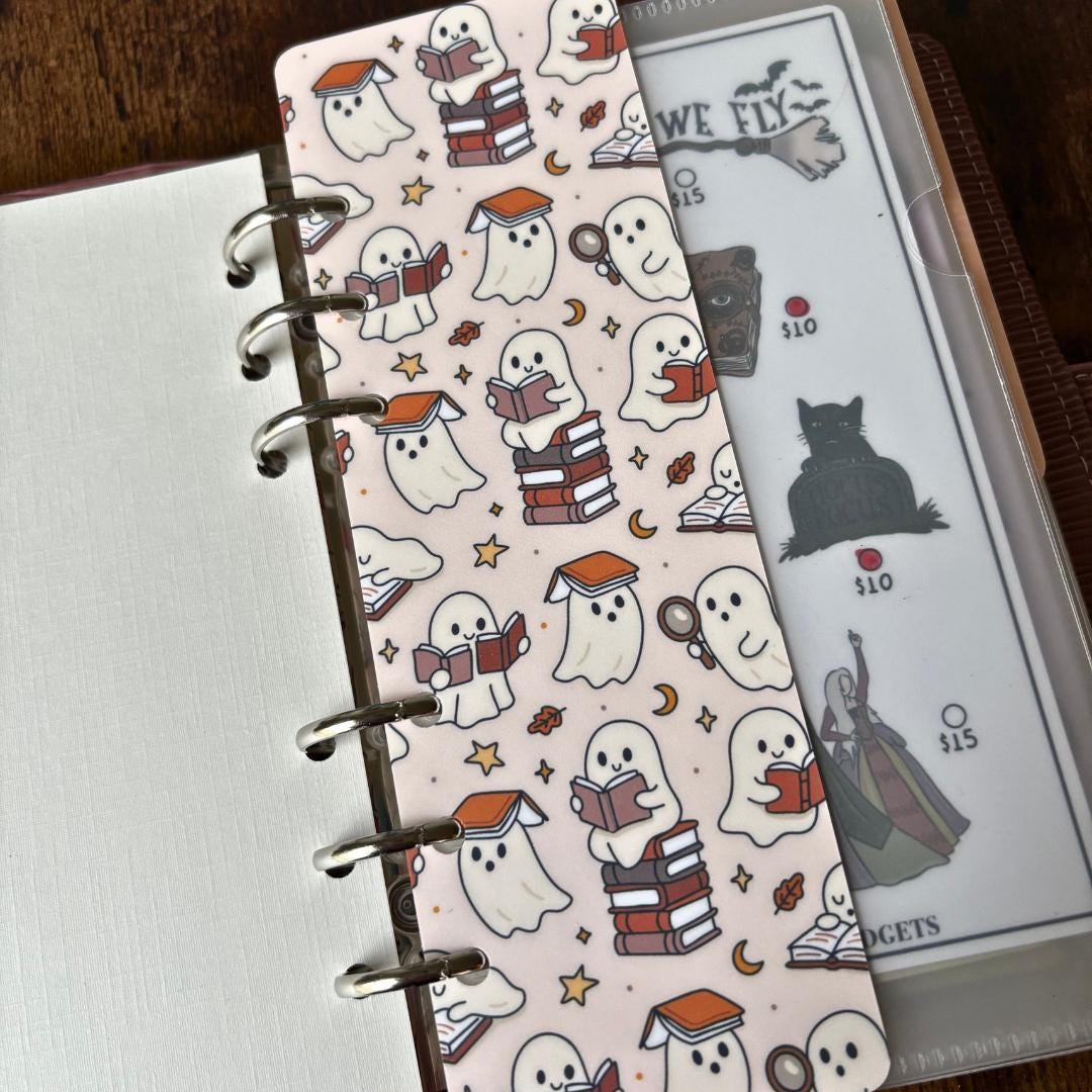 Autumn Bookish Ghoul Laminated A6 Binder Bookmark Scratch & Save Challenge