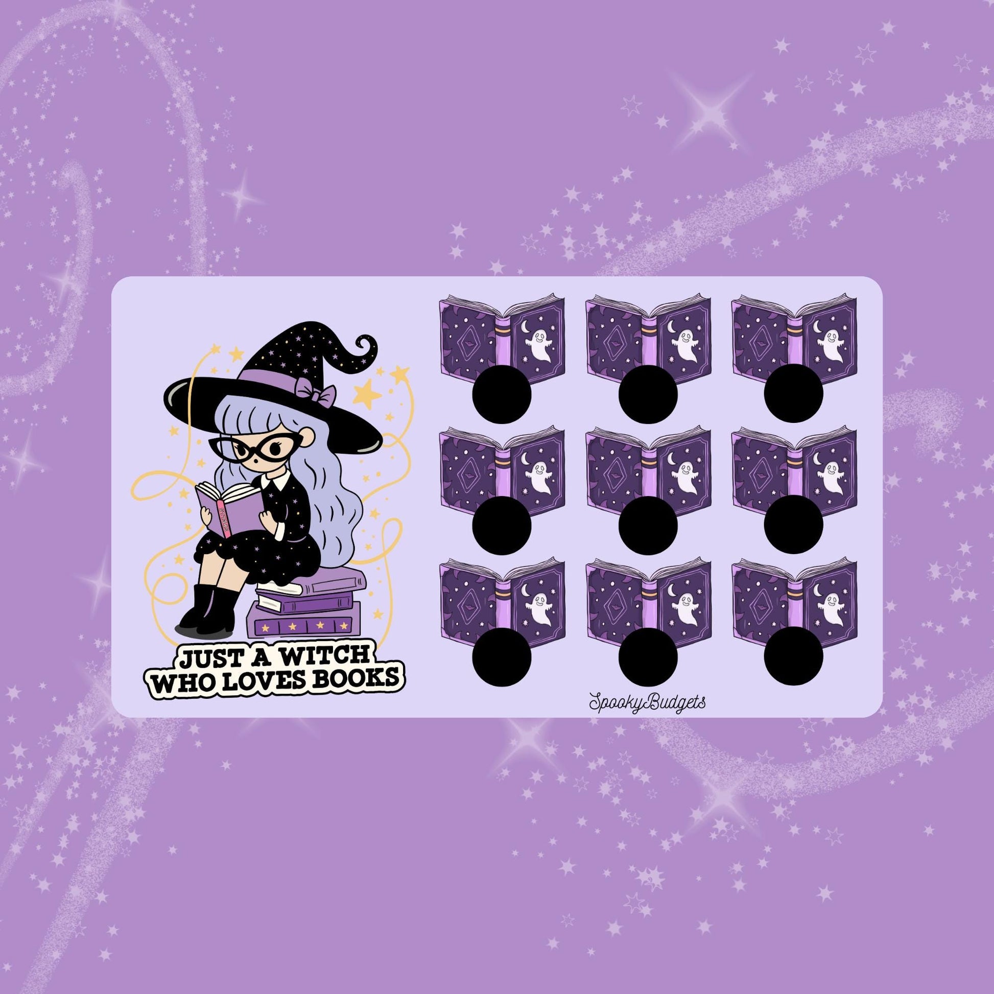 Just a Witch Who Loves Books Scratch & Save Challenge Laminated A6 A5 70 Total Savings