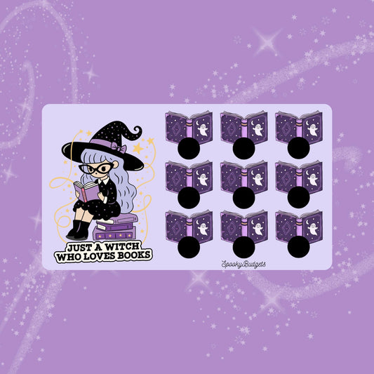 Just a Witch Who Loves Books Scratch & Save Challenge Laminated A6 A5 70 Total Savings