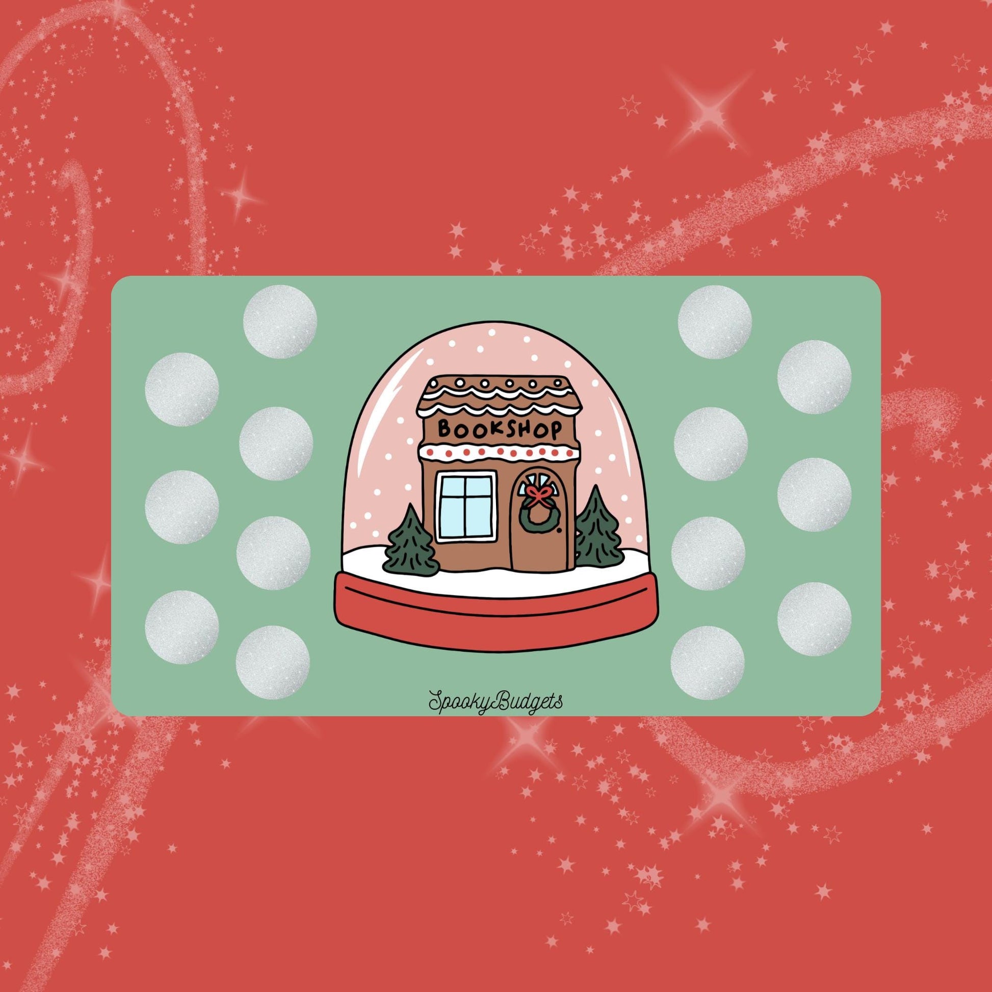 Christmas Bookshop Snow Globe Scratch & Save Challenge Laminated A6 A5 75 Total Savings