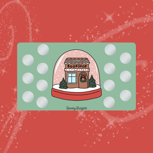 Christmas Bookshop Snow Globe Scratch & Save Challenge Laminated A6 A5 75 Total Savings