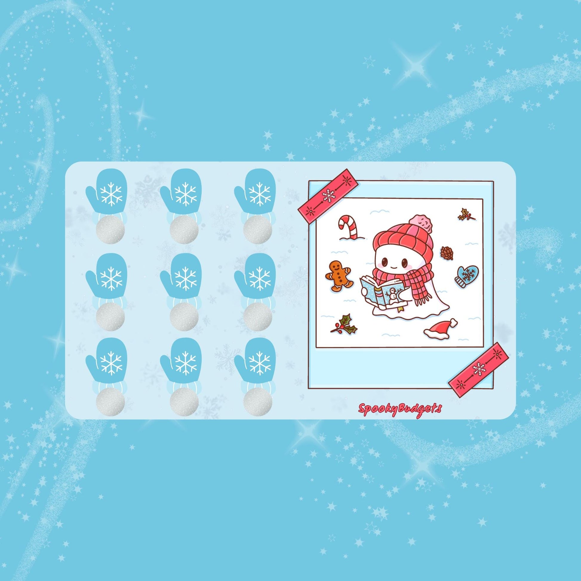 Snowy Day Ghost Scratch & Save Challenge Laminated A6 A5 50 Total Savings