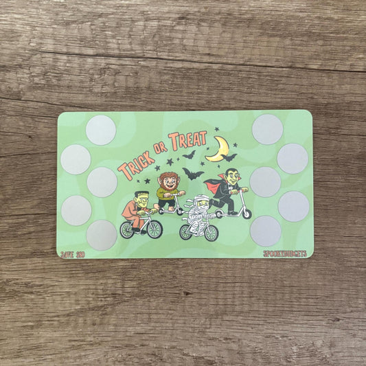 Trick or Treat Monsters Scratch & Save Challenge A6 Laminated 50,80Total Savings w/ Envelope Add on