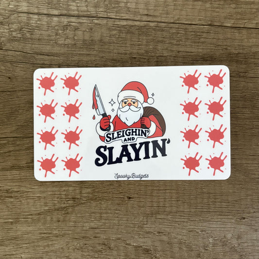 Sleighin' and Slayin' Santa Roll & Save Dice Challenge Laminated A6 A5