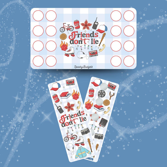 Friends Don't Lie Dice Challenge & Binder Bookmark Scratch Off Challenge Set A6 Laminated