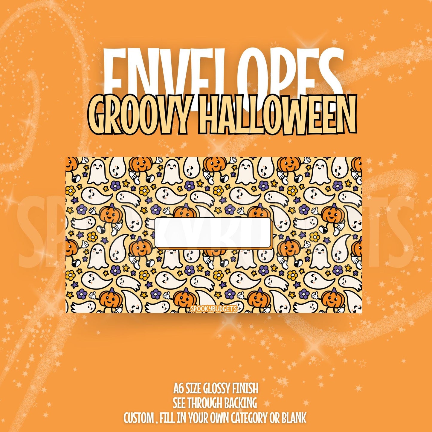 Groovy Halloween Cash Envelope A6 Laminated Custom Categories
