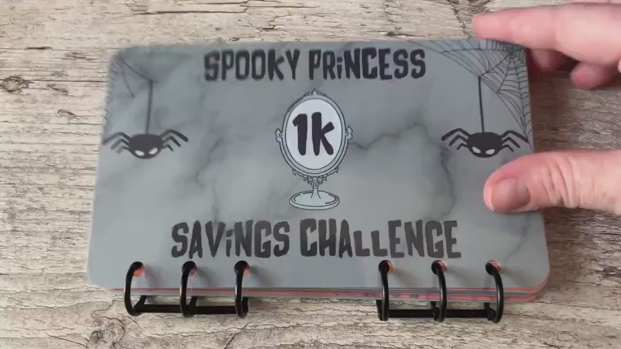 1K Scratch Off Savings Challenge Spooky Princess A6 Mini Binder