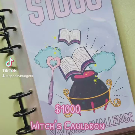 1K Witch's Cauldron 12 Envelope Savings Challenge Book A6