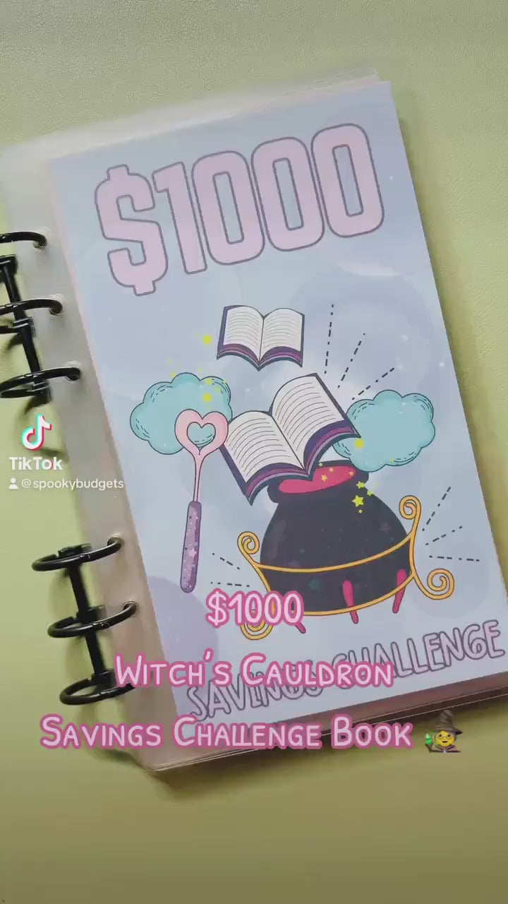 1K Witch's Cauldron 12 Envelope Savings Challenge Book A6