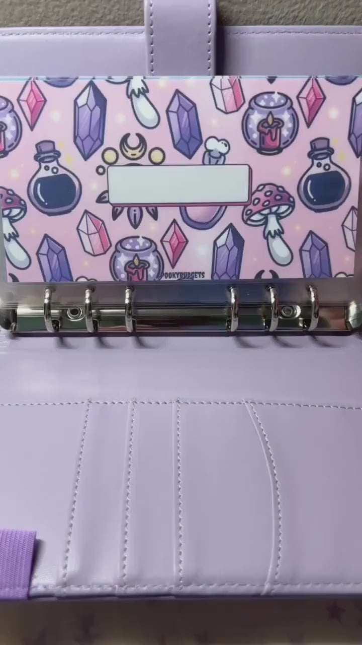 Pastel Witch Budget Binder A6 Laminated Custom Cash Envelopes w/ Trackers & Sticker Sheet