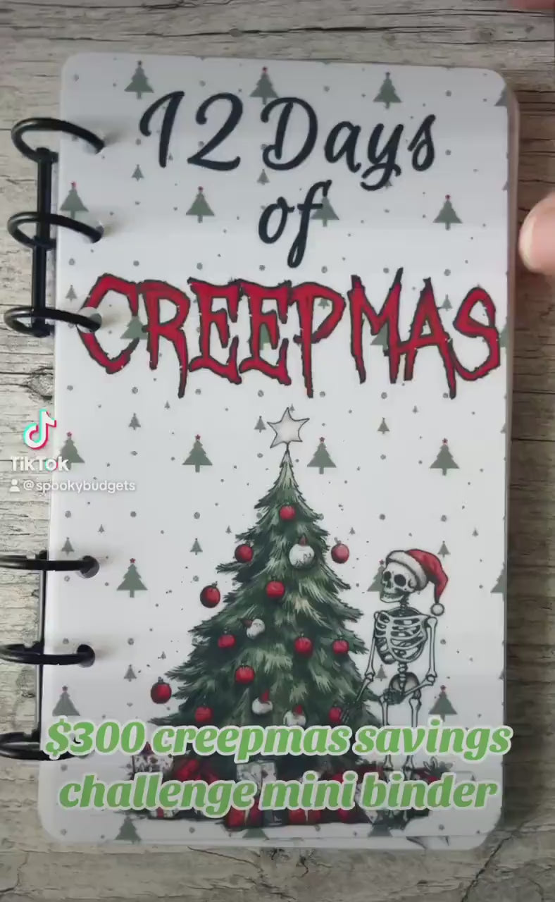 12 Days of Creepmas Savings Challenge A6 Mini Binder 300+ Savings