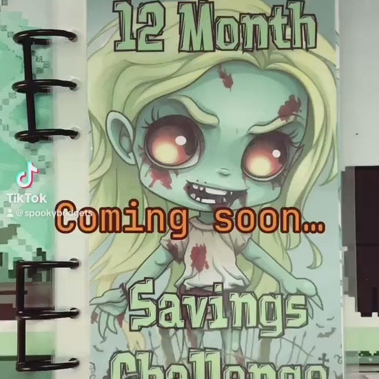 Zombella 12 Month Savings Challenge Cute Zombie Girls Cash Stuffing A6 Binder 500+ Total Savings