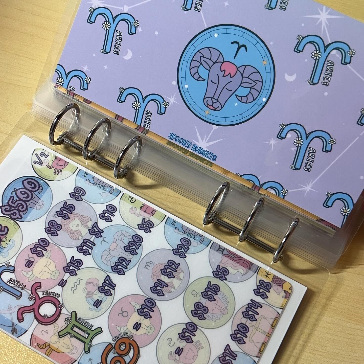 Zodiac Savings Challenge A6 Binder 500/1000 Total Savings